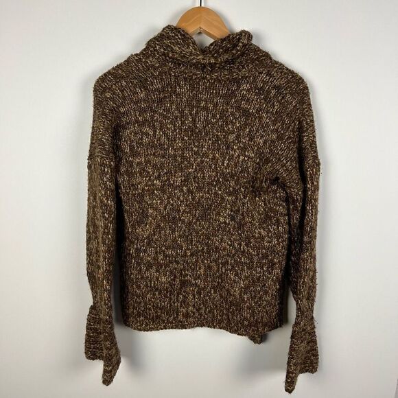 Anthropologie One Girl Who Open Front Cardigan Sweater Chunky Knit Brown S - Picture 2 of 6